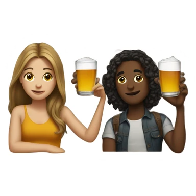 3 friends at a bar drinking 1 white boy 1 white girl 1 brown girl sticker