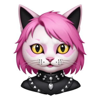 pink haired metalhead  cat sticker
