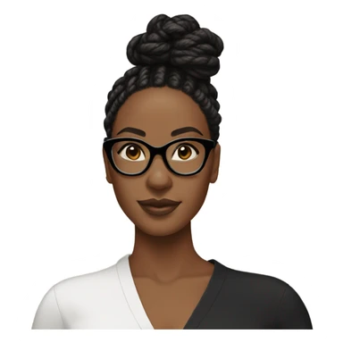 beautiful black woman wearing square glasses and has black twists in a bun  sticker