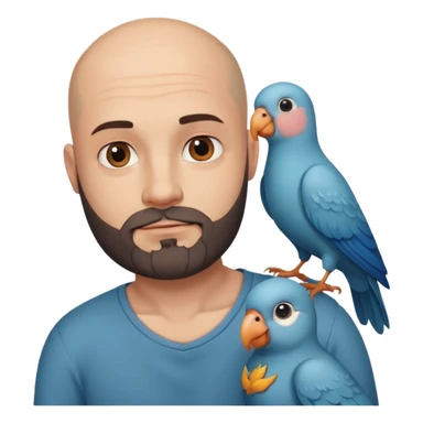 bald man with a beard and tattoo, with a pet on his shoulder sticker