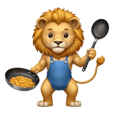 Lion holding frying pan sticker