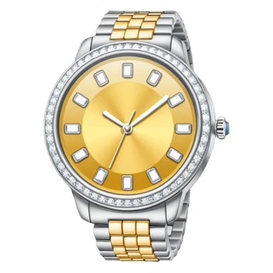 Crie um relógio de pulso prateado cravejado de diamantes brilhantes, sem rostos sticker