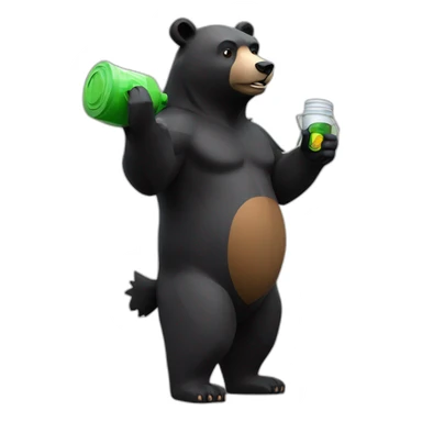 stand Lowpoly black bear with fuel  sticker