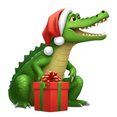 Crocodile opening a Christmas present  sticker
