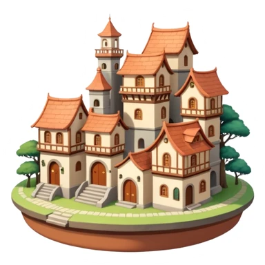 Ghibli-style little city and small home sticker