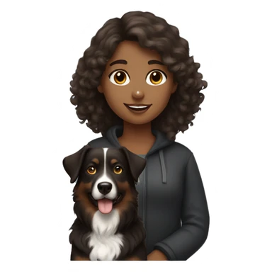 brown haired girl with black australian shepard sticker