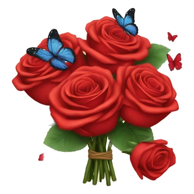 Red Roses bouquet with butterflies sticker