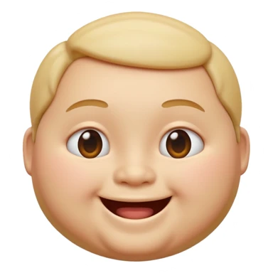 A 3D emoji in iOS emoji aesthetic style of a chubby person with round cheeks and a happy smile, soft and friendly expression, smooth glossy texture, minimal white background. sticker