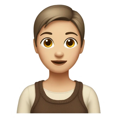 Mel is chubby female short hair wear brown jumper sticker