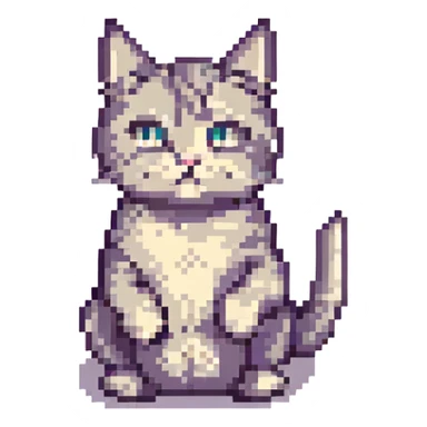 cat holding up its middle finger, pixel art style, bold and clear sticker