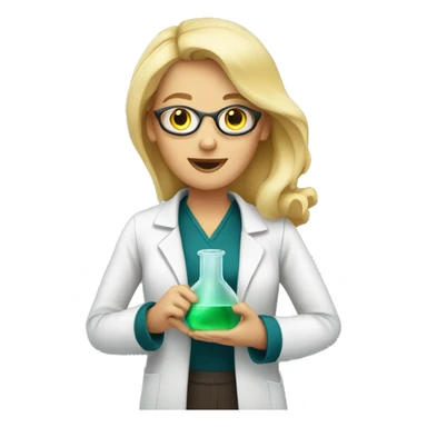 Blonde Women scientist holding flask sticker