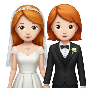 two girls getting married. one lesbian ginger in a suit. one brunette in a dress sticker