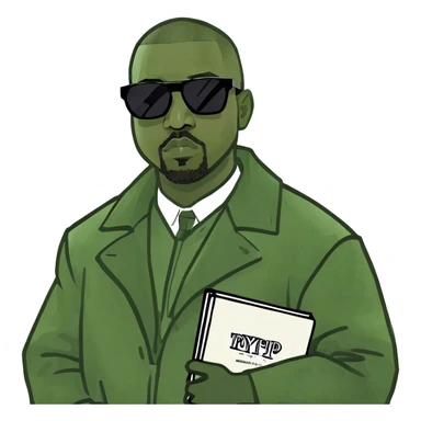 Kanye holding “graduation” album sticker