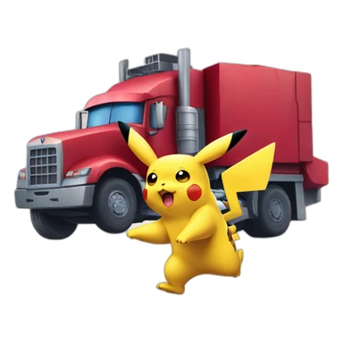 pikachu running away from Optimus Prime sticker