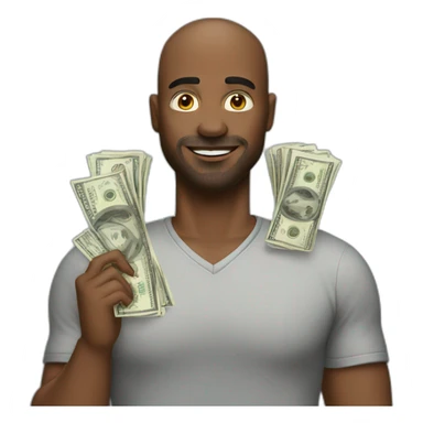 man with a lot of money sticker