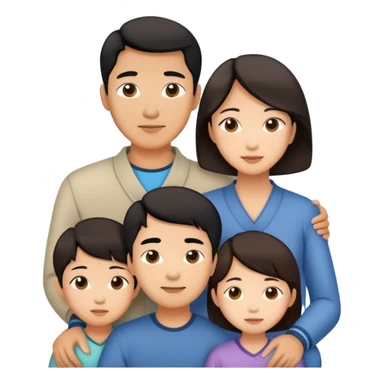 Asian Family with mom dad son and daughter sticker