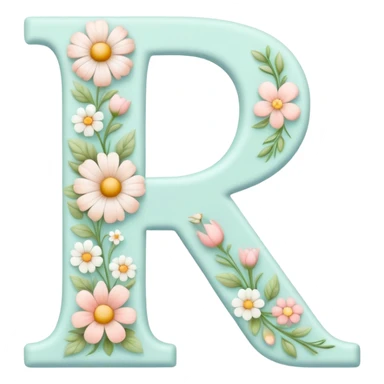 White pastel flowery romantic alphabet letter sticker