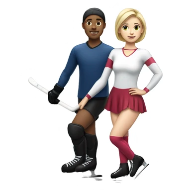 Figure skater girl with hockey player boy sticker