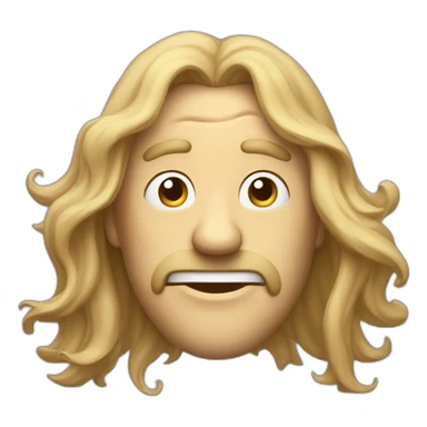 a pale windy grimace of man with long hair sticker