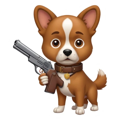 Dog with a gun sticker