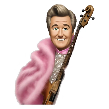 liberace playing bass in a pink fur cloak sticker