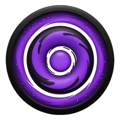 A Discord emoji of a swirling dark void or black hole with violet sparks at the edges. Circular composition, deep shadows, 2D flat vector, white background. sticker
