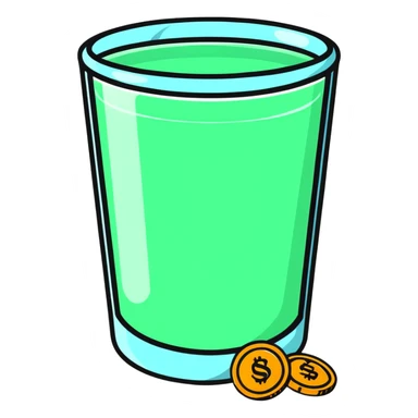 glass with coins sticker