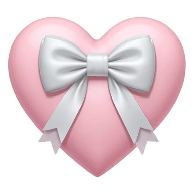 “3D emoji style, pastel pembe kalp, ortasında beyaz renkli fiyonk kurdele, yumuşak parlak yüzey, minimal detay, beyaz arka plan” sticker