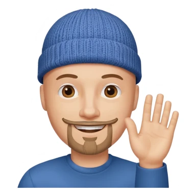 White bald with goatee hand raised knit cap sticker