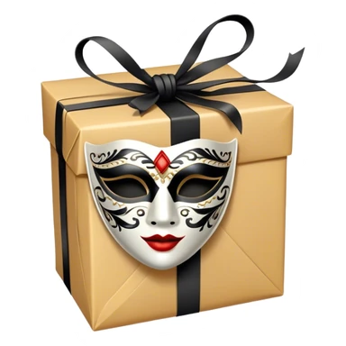 Gift wrapped with black rope and Tiny venetian mask sticker