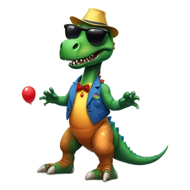 dinosaur with a pair of sunglasses and clown shoes sticker