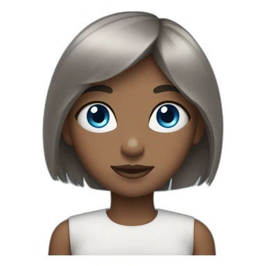 girl with dark brown hair, thick bangs, blue eyes sticker