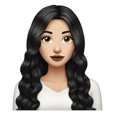 White Girl with long black hair, thick mink eyelash extensions and lip fillers sticker