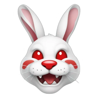 evil white rabbit with sharp fangs with red around mouth sticker