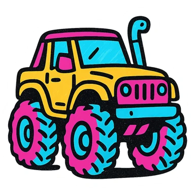 4 wheeler off-road vehicle with a snorkel and big tires, bold colors sticker