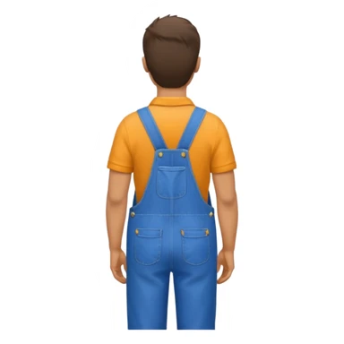 man in blue overalls facing away sticker