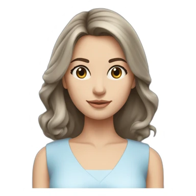 Sofia: slender body, white skin, brunette hair. Unique beauty and charisma, irresistible presence, full body, wearing a light blue midi dress sticker