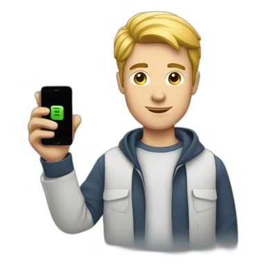 A white guy holding an iPhone sticker