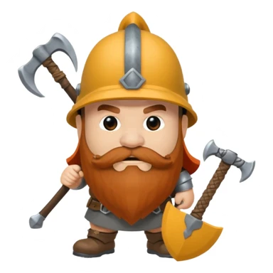 gimli the dwarf, brown beard, gray metal helmet, battle axe sticker