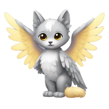 Anthro shy cute kawaii winged animal hybrid full body sticker