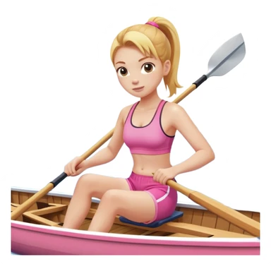 girl with a blonde-ginger high ponytail wearing a pink sports bra and pink shorts rowing a crew boat  sticker