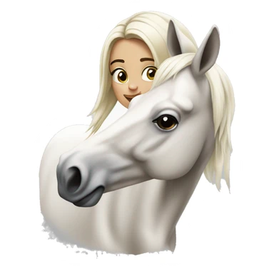 Fille blanche câlin cheval sticker