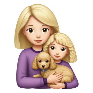 Ludo (ragazza mora capelli lisci) che abbraccia il suo cane (un barboncino biondo) sticker