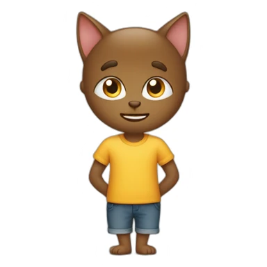 Garçon colé derrière un chat sticker