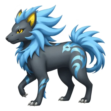 Storm-Grey Cloud-Swirled Heavy-Maned Thunder-Marked Electric Luxray-Manectric hybrid creature (full body) sticker