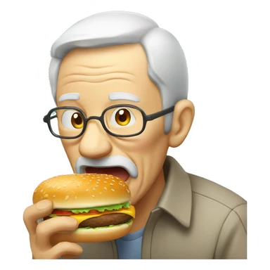 old man eating burger sticker