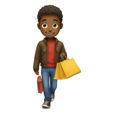 boy going christmas shopping, buying a lot of gifts sticker