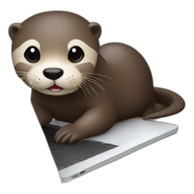 female otter use a macbook while leaning against a pillow sticker