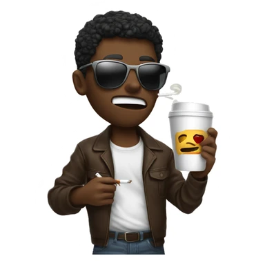  brutal boy in sunglasses holds a cup of coffee and has a cigarette in his mouth sticker