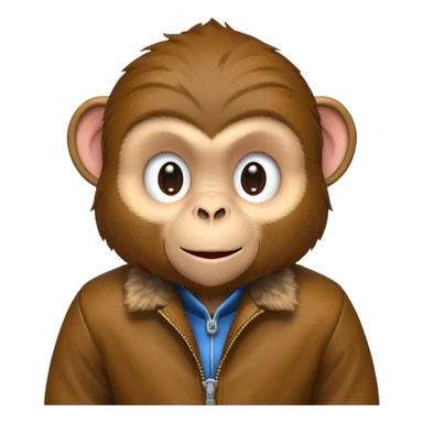 A monkey with a jacket sticker